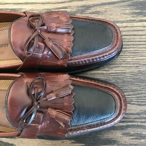 Johnston & Murphy Aragon II Kiltie Tassel Black & Brown Leather Loafer 11.5 M